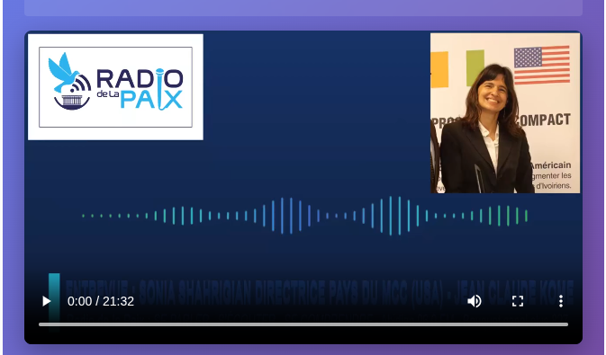 ENTREVUE AVEC Sonia Shahrigian Directice du Pays MCC avec Jean Claude KOME